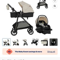 Evenflo Omni Signature Travel System with LiteMax Infant Car Seat in Costal Coffee $250