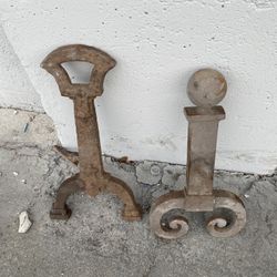 Antique Wrought Iron Andirons 1918