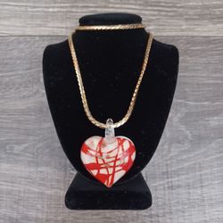 Glass Heart ❤️ Swirl Pendant Necklace