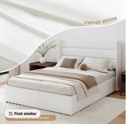 White Queen Size Bed Frame with Mattress