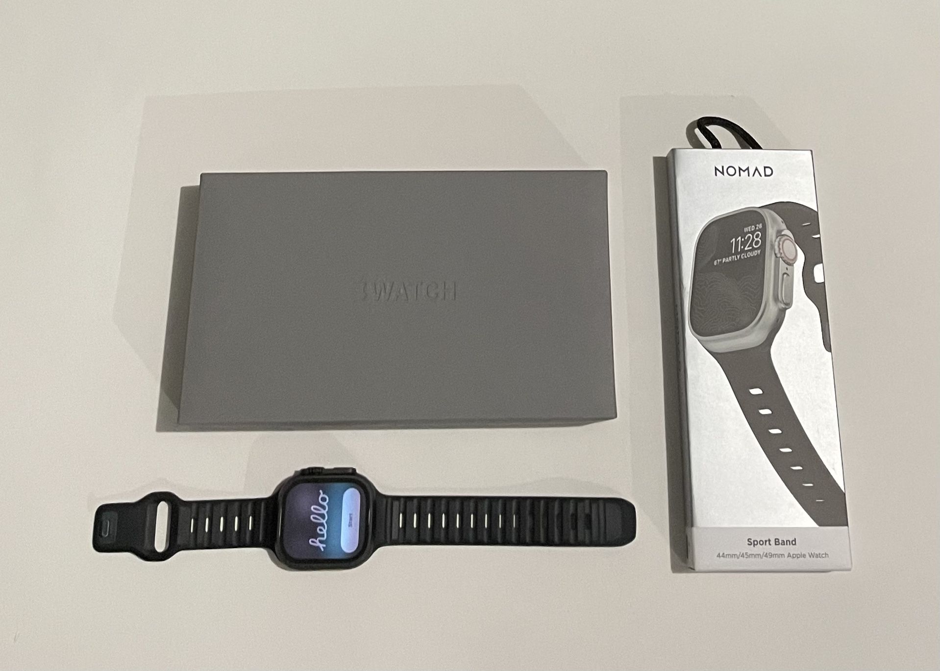 Apple Watch Ultra 2 49mm Black Titanium GPS + Cellular Unlocked with NOMAD Sport Band V2 Unisex in great condition
