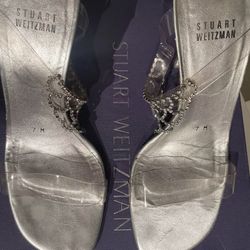 Stuart Weitzman clear Sandal with rhinestones 