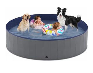 Niubya Foldable Dog Pool, Collapsible Hard Plastic Dog Swimming Pool, Portable Bath Tub for Pets Dogs and Cats, Pet Wading Pool for Indoor and Outdoor