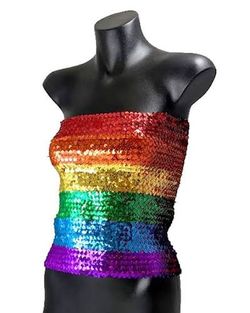 Rainbow sequin Tube Top Pride Halloween NWT