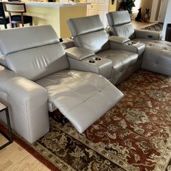 True Wall Hugger Leather Sectional Set