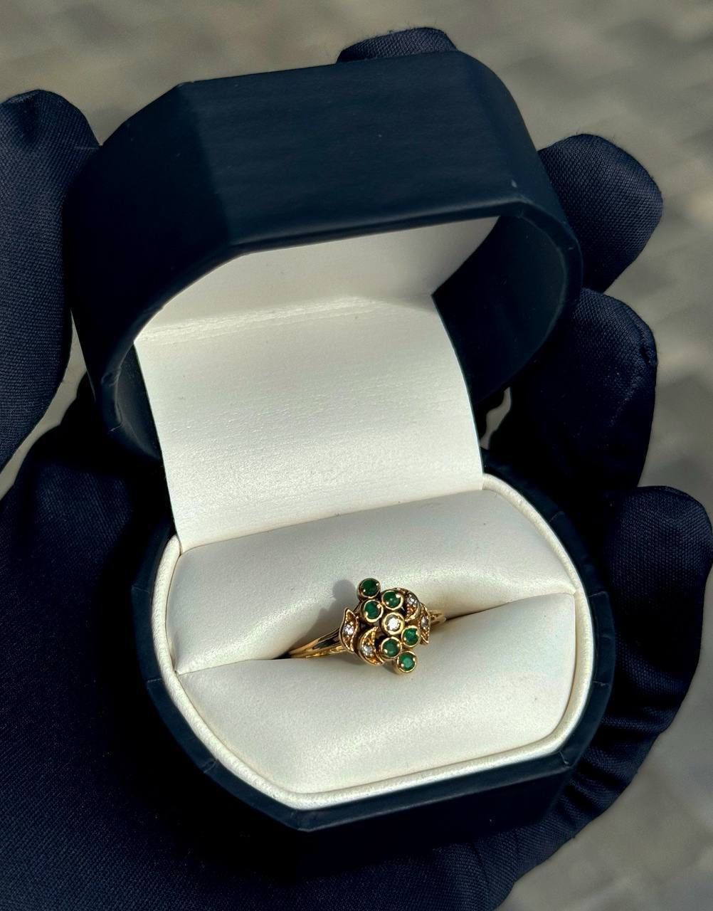 14k solid yellow gold 0.5CT malachite  stone bracelet diamond 0.02 CTW size 6.5