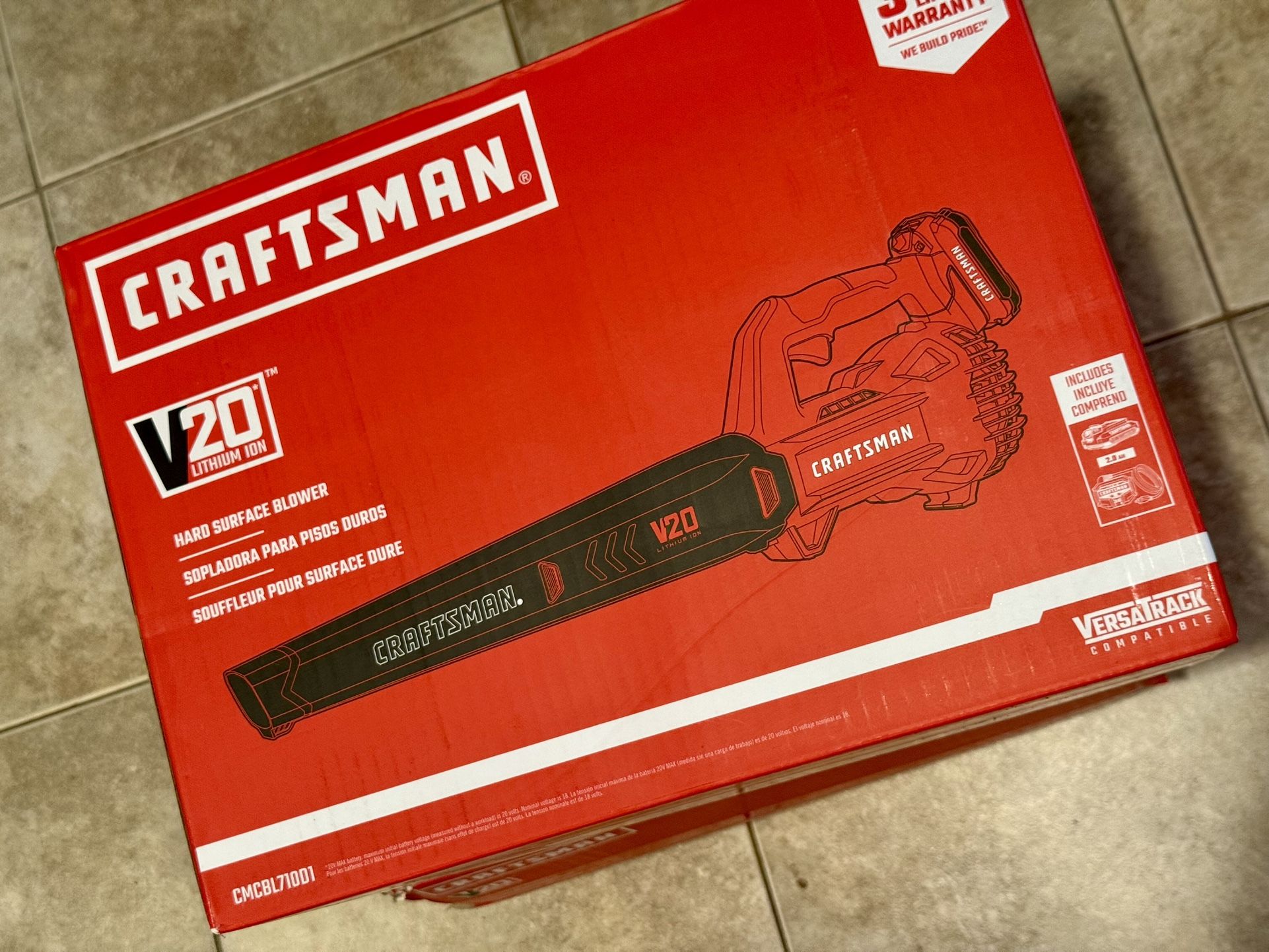 CRAFTSMAN 20V Cordless Hard Surface Jobsite Blower Kit 2.0 battery +Charger
