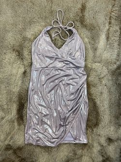 Forever 21 Sz Large Purple Glitter Halter Mini Dress