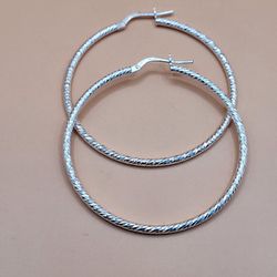 925 Silver Diamond Cut Big Hoops. Local Pickup And Shipping Available 