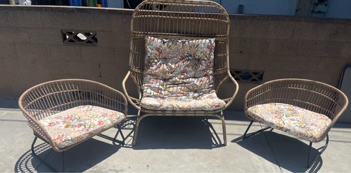 Set of 3 Wicker & Metal Patio Egg Chair, Outdoor Furniture - Threshold™