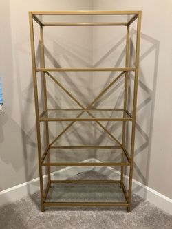 62in. Gold/Clear Metal 4-shelf Etagere Bookcase with Open Back