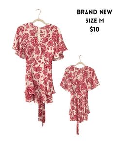Floral Print Wrap Mini Dress Size M