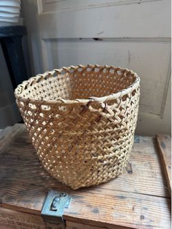 Hexagonal Woven Bamboo Basket.