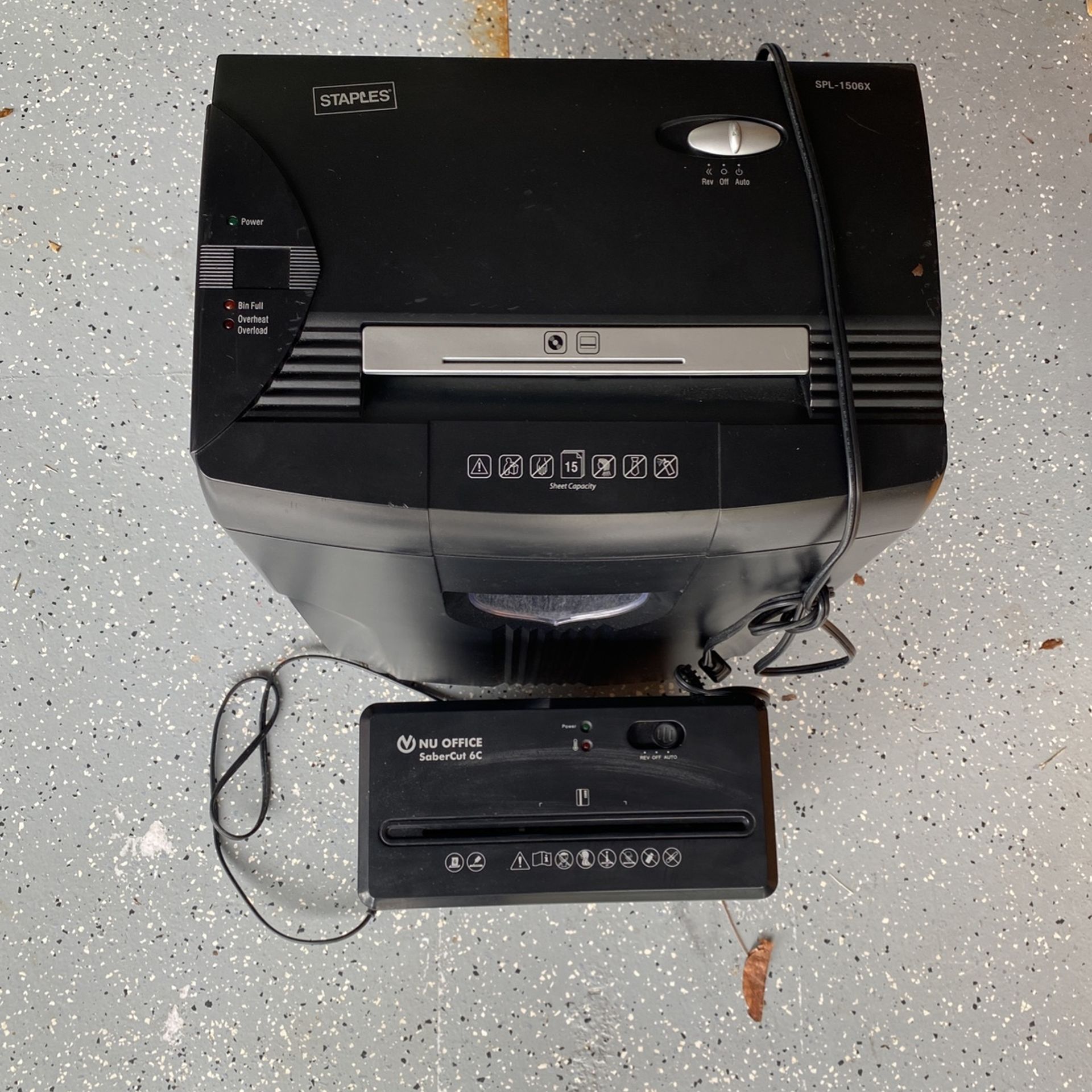 1 Big Staples Shredder And 1 Small Nu Office Shredder