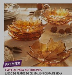 Juego de platos de cristal en forma de hoja PH