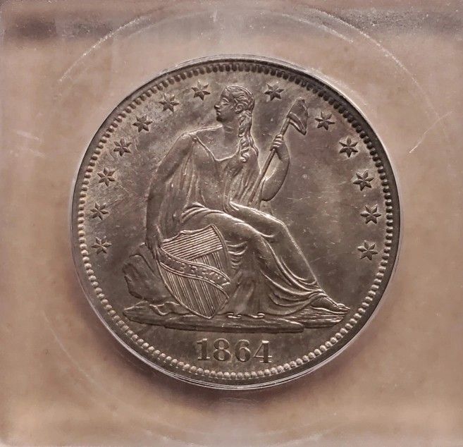 1864-S Seated Liberty Half Dollar Uncirculated Unc Rare