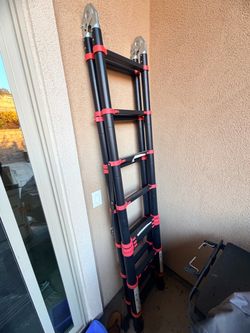 Telescoping Extension Ladder Black and Red