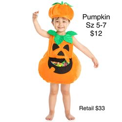 Pumpkin Kid Costume 5-7 Halloween / Disfraz de Calabasa