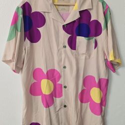 OAS Sweden Floral Shirt L 100% Viscose Vacation Resort Style