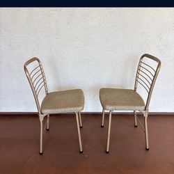 One Set of 2 Vintage Beige Cosco "Fashionfold" gateleg folding chairs MCM 1953