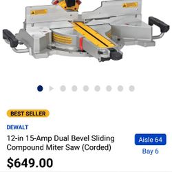 New Dewalt 12in 15amp Sliding Miter Saw