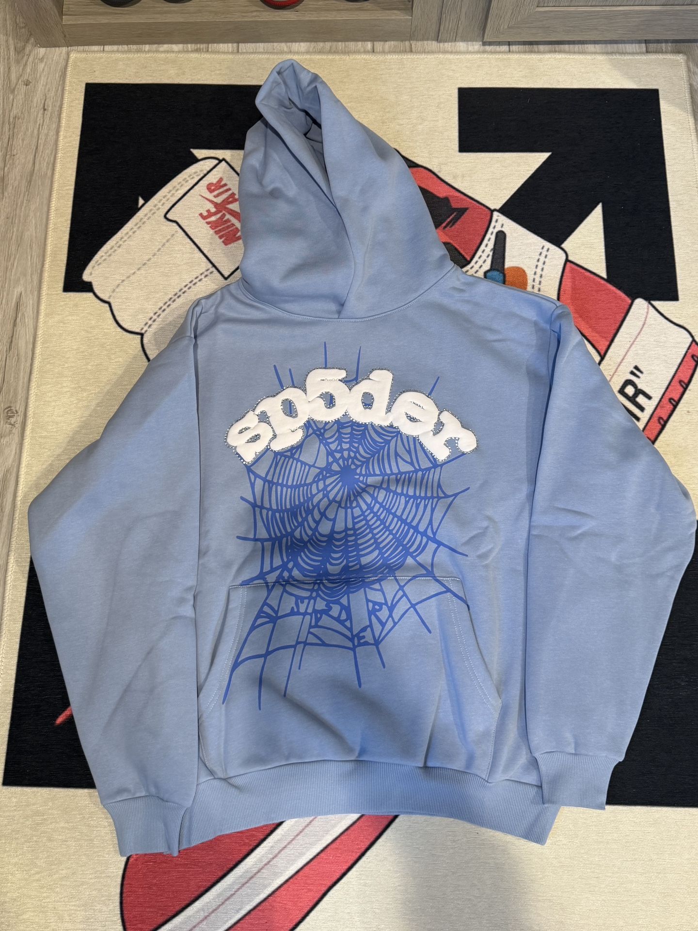 Sp5der Hoodie Blue Read Desc