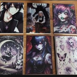 Set of 6 New Anime Inspired Gothic Lined Notebook Journal 6" x 9"
