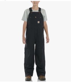 Carhartt Kid's Loose Fit Canvas Insulated Bib Overall, Caviar Black, Size 7, Used Few Times, See All Pictures