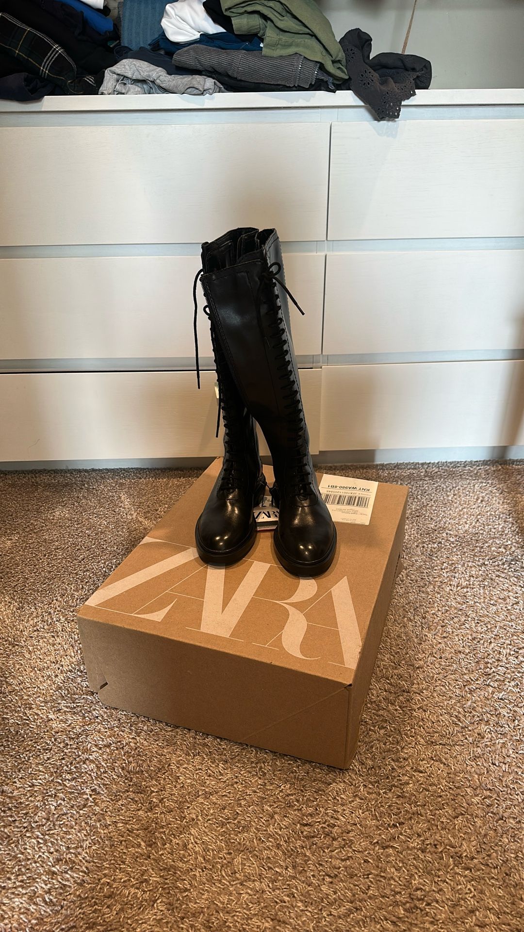Real Leather Zara Black Boots In Size 6.5 ( Or Eur 37)