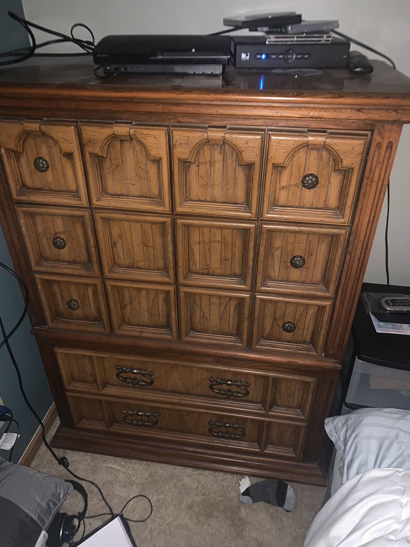 Dresser, chest of Drawers and a night stand.