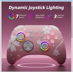 Mytrix Wireless Controllers for Switch/Switch 2, Windows PC iOS Android Steam/Steam Deck, Sakura Pink Bluetooth Controller with Programmable, Hall Eff