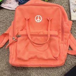 Orange/ Pink Peace Sign Backpack 
