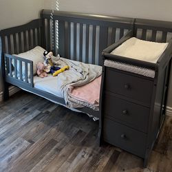 Slightly chewed convertible crib to toddler bed