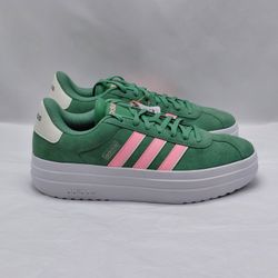 Adidas VL Court Bold Women's Platform Sneakers Size 8.5 Green Athletic Shoes 