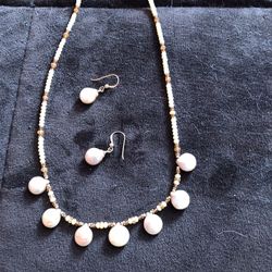 Handmade Keshi Pearl Necklace and earrings.