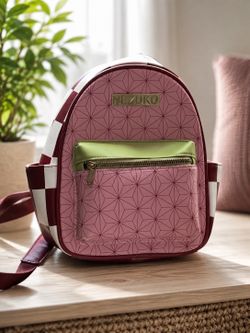Nezuko Inspired Mini Backpack – Pink & Burgundy