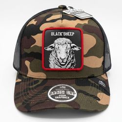 Trucker Cap With BLACK SHEEP PATCH CAMO SNAPBACK 