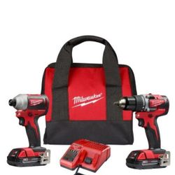 Milwaukee M18 18V Lithium-Ion Brushless Cordless Compact Drill/Impact Combo Kit (2-Tool) W/ (2) 1.5Ah Batteries, Charger & Bag