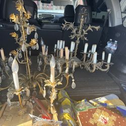 2 Vintage Chandelier Everything Complete 