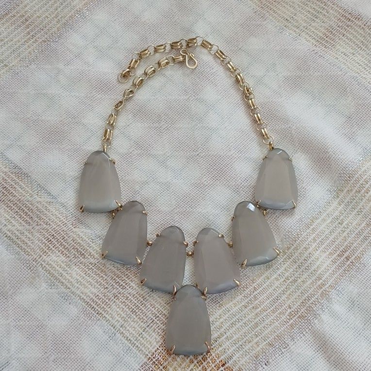 Kendra Scott HARLOW Necklace in Slate Gray Cat's Eye & Yellow Gold Plate