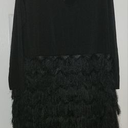 Ashley Stewart Black Dress With Layers Of Fringe, size 22/24