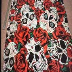 New Skull Flower Fabric Tapestry 