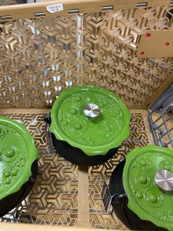 Green Enameled Cast Iron Dutch Oven with Lid