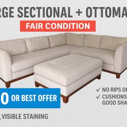  Large Sectional + Ottoman — FAIR CONDITION — $100 OBO (Local Pickup)