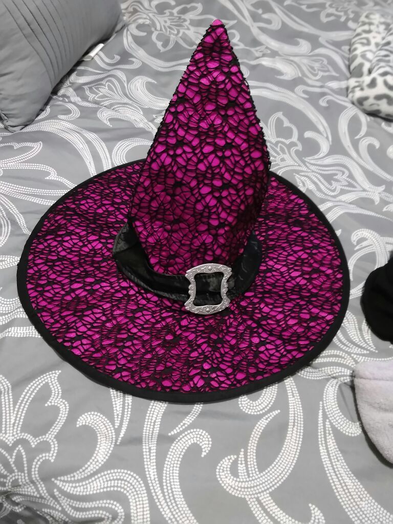 Pink & Black Halloween Witch's Hat