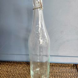 Geyer Freres Mason Fondee EN 1895 Clear Glass Bottle W/Wire Lid