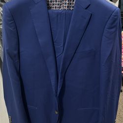 Indochino Men's Blue Wool Slim Fit 2 Piece Suit 44R Jacket 38R 29L Pants