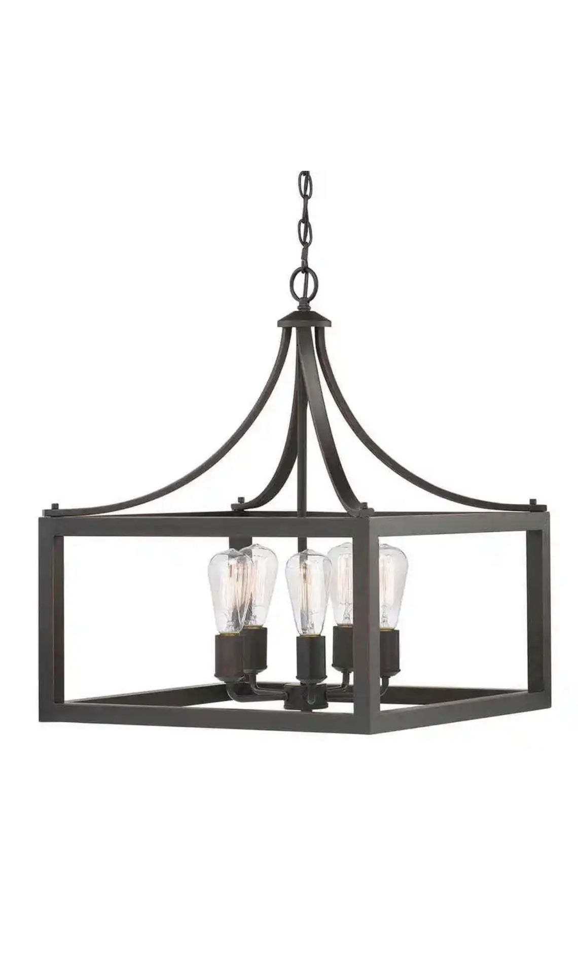 Hampton Bay Boswell Quarter 20 in. 5-Light Distressed Black Farmhouse Pendant