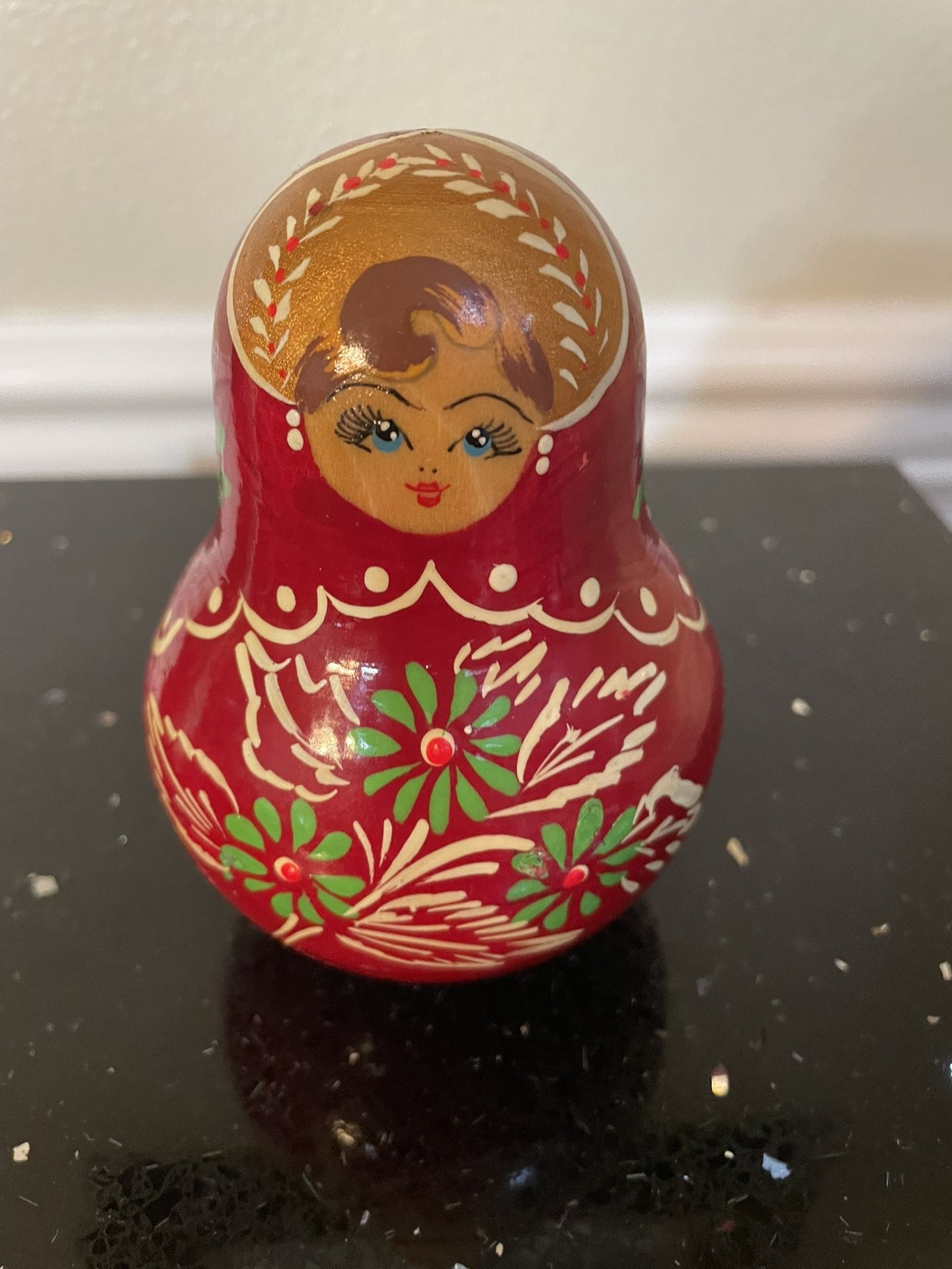 Vintage Russian Matryoshka Musical Bell Balance Doll 5”