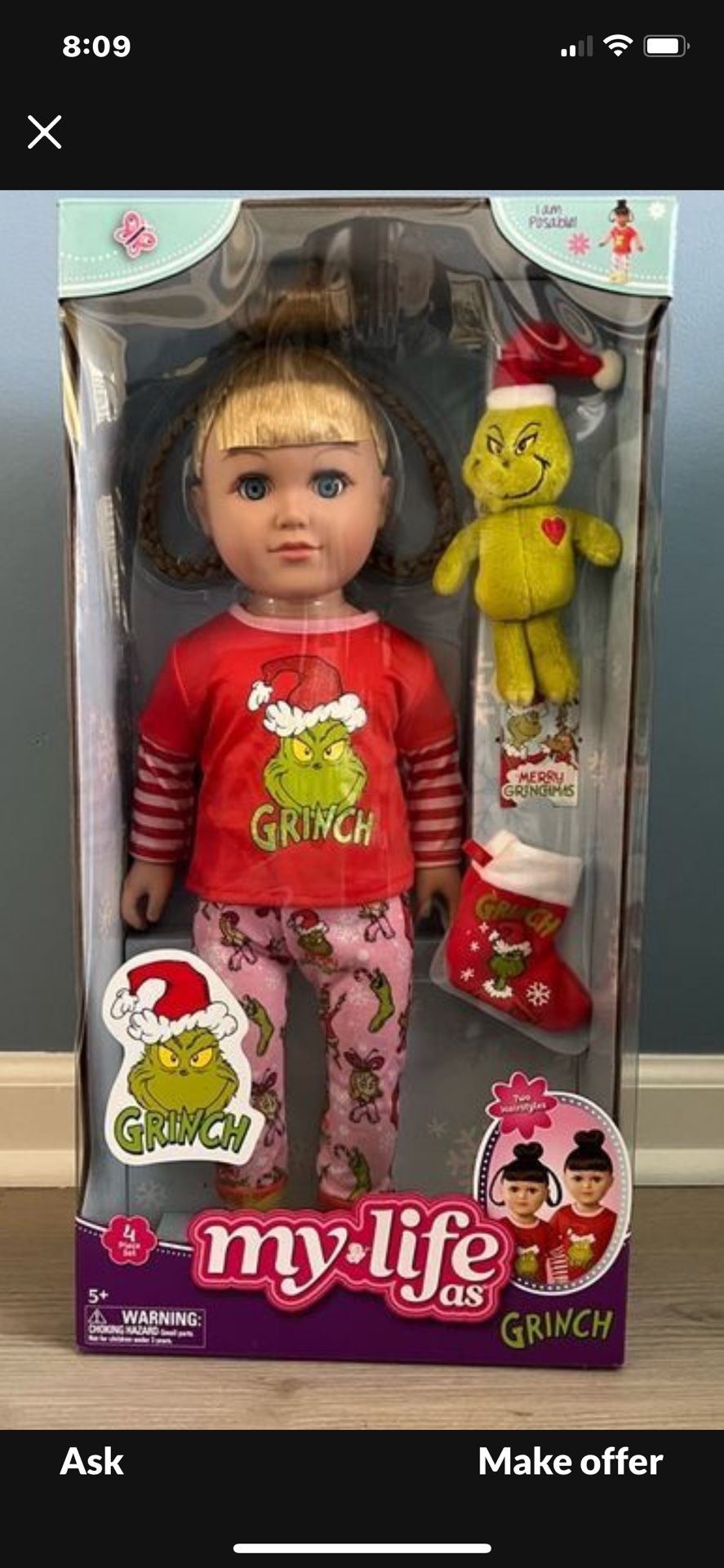 Brand New Grinch Lou Who Doll 
